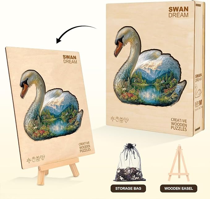 Swan Dream Puzzles Adults Gifts Wooden 165 Pieces 11.4 * 10.7in - Image 5