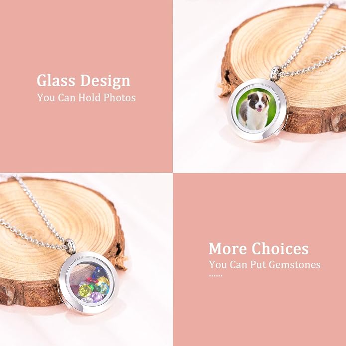 EVERLEAD Locket Necklace, DIY Floating Round Locket Pendant, Living Floating - Image 3