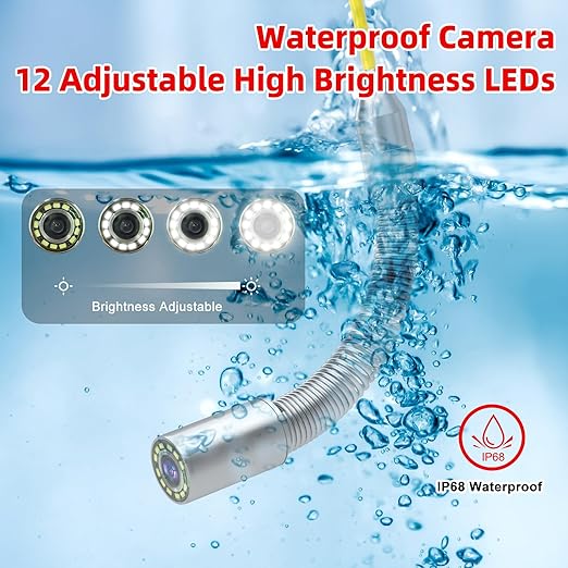 Sanyipace Sewer Camera 65FT/20M, Self-Leveling Drain Pipe Plumbing Camera with 512Hz Transmitter, Clear Meter Marks, for Plumbers Homeowner Home Inspectors Construction Maintenance Worker