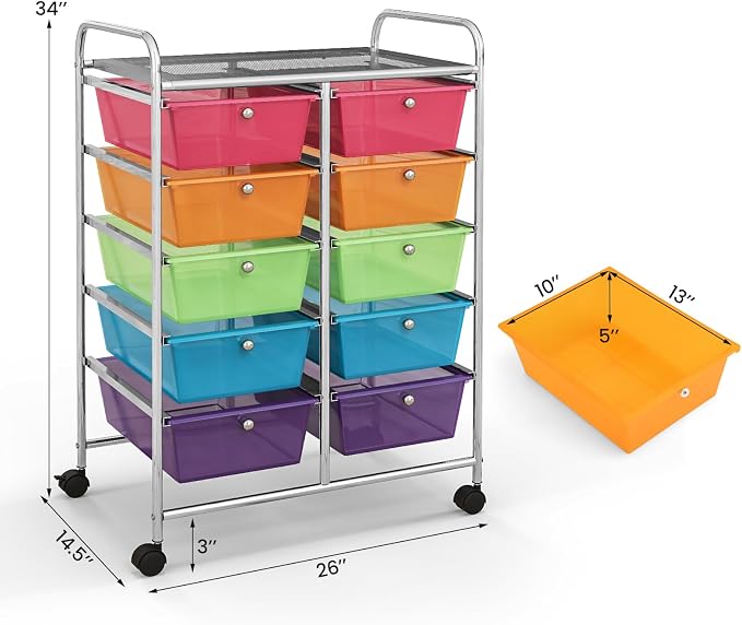 BECOMFORT 10-Drawer Rolling Cart - Image 3