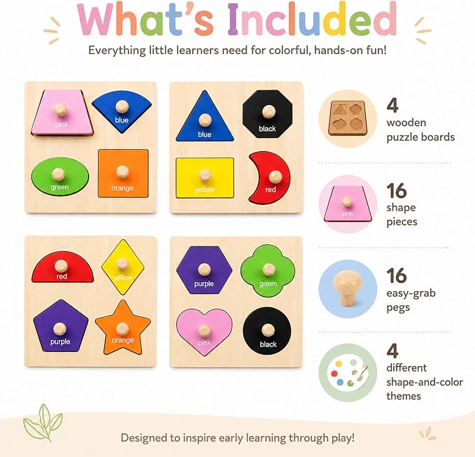 Wooden Shape Color Sorting Puzzle Toys - Image 3