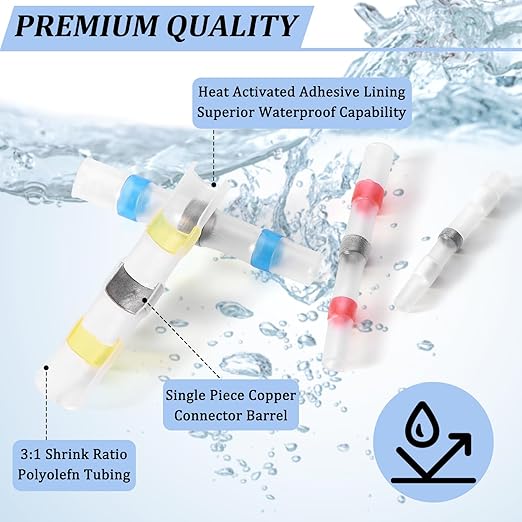 Heat Shrink Solder Seal Connectors Kit 160PCS - Waterproof Electrical Terminals, Solder Sleeve Wire Connectors for Marine Automotive Boat Truck Motorcycle (16-14 to 22-18 AWG, Weatherproof, Insulated)