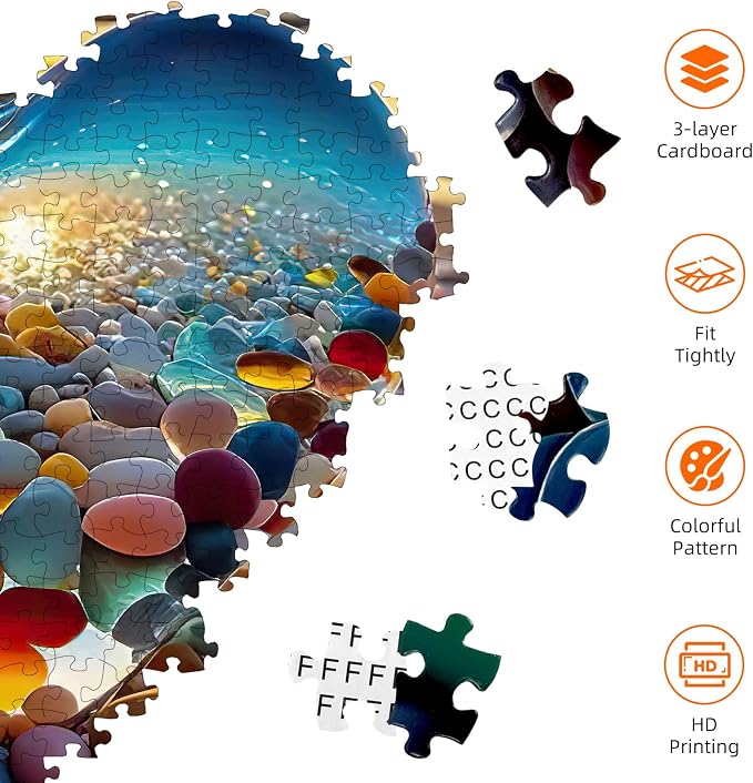 Jigsaw Puzzles for Adults 1000 Pieces, Love Pebbles Beach Puzzle, Impossible - Image 5