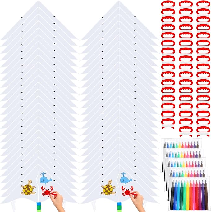Libima 50 DIY Blank Kites for Kids Bulk Large Kite Making Kit Easy to Fly Set by Libima