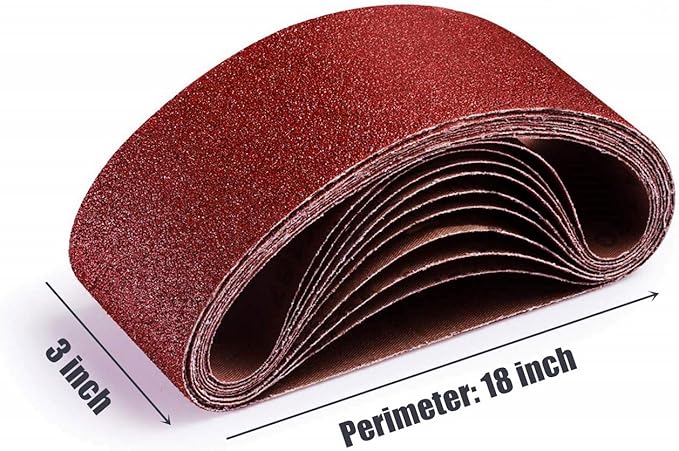 3x18 Belt Sander Sanding Belts, 80 Grit Aluminum Oxide Sander Paper 3 x 18 Inch, 12 Pack (3x18in,80 Grit)