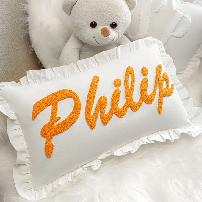mia'spillow lab Monogrammed Custom Name Punch Needle Pillow, Personalized Pillow - Image 5