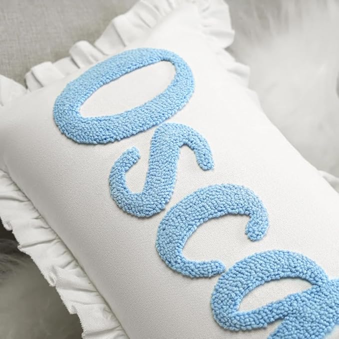 mia'spillow lab Monogrammed Custom Name Punch Needle Pillow, Personalized Pillow - Image 2
