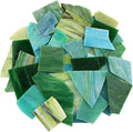 Lanyani Green Mixed Stained Glass Scrap Pieces Sheets, Glass Mosaic Tiles by LanyaniArtGlassMosaics
