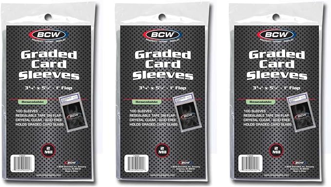 BCW Resealable Graded Card Sleeves | 300 Pack | Universal Fit by BCW