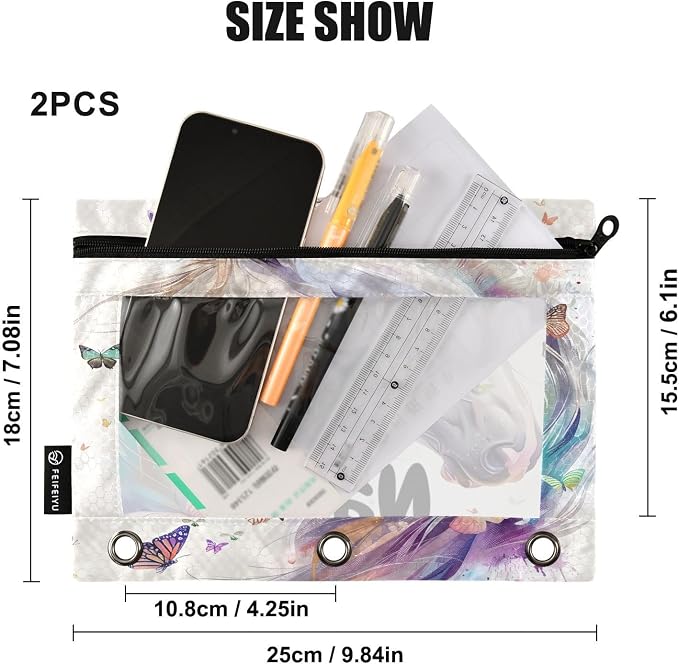 Custom White Horse Butterflies Pencil Pouch - Image 3