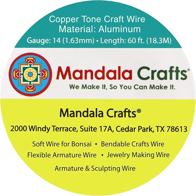 Mandala Crafts 14 Gauge Copper Tone Anodized Aluminum Craft Wire, 60 FT | - Image 3