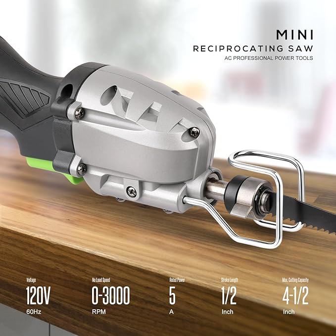 GALAX PRO reciprocating saw, 5.0 Amp Variable Speed Corded Reciprocating Saw, 3000spm, stroke length ½ Maximum cutting capacity 4 ½”， Used for wood cutting and metal cutting