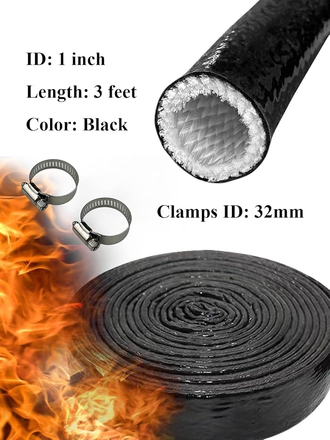 YAMAKATO 1" ID Heat Shielded Fire Thermo Armor Fire Sleeve Silicone Coated - Image 2