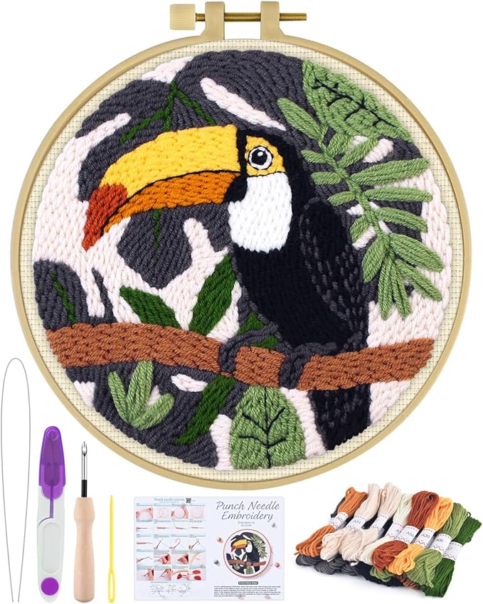 ERKOON Punch Needle Kit for Beginners Adults, DIY Easy Animals Embroidery Set by ERKOON