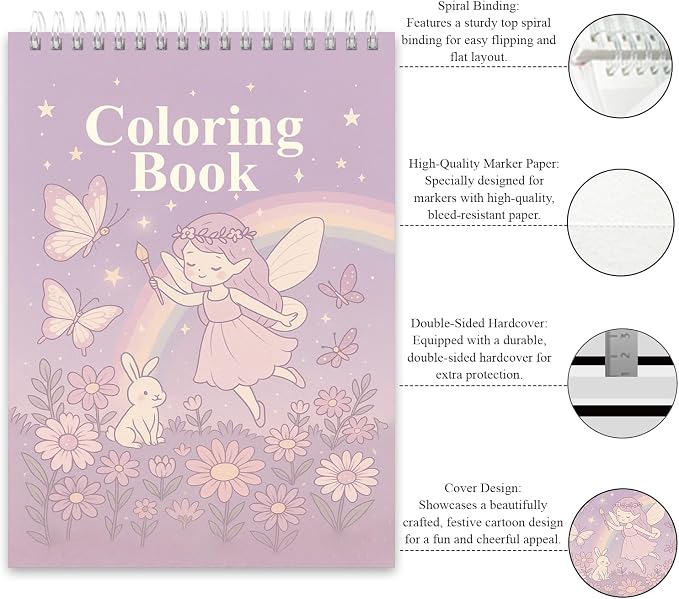 Fuxi Coloring Books for Girls, 60 Sheets Blank Sketch Book + 50 Designs Blank - Image 2