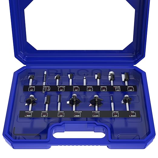 Router Bits Set of 15 Pieces 1/4 Inch Router Bit Set Woodworking Tools for Beginners, Router Bits Sets Idea Gifts for Dad