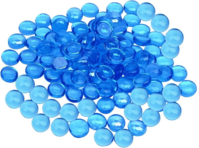 2 lb Light Blue Glass Beads for Vases, Glass Pebbles, Light Blue Flat Glass by Unknown