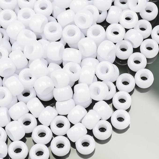 Gxueshan 1000 Pcs Acrylic White Pony Beads 6x9mm Bulk by Gxueshan