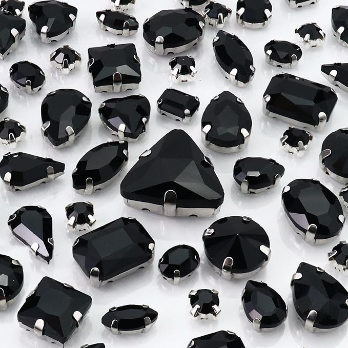 Dowarm Sew on Rhinestones 104 PCS Mixed Shapes Glass Sew on Crystals by Dowarm