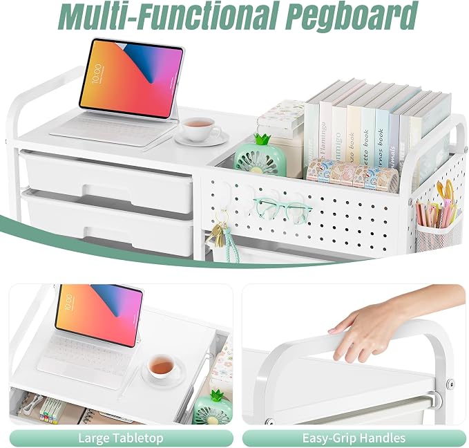 Rolling Storage Cart with 14 Drawers, Storage Organizer Cart with Tabletop and - Image 7