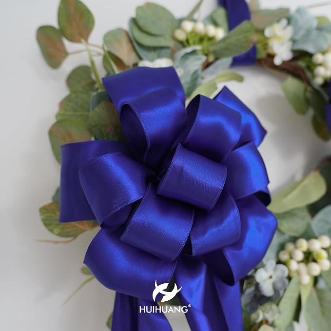 HUIHUANG Royal Blue Satin Wired Ribbon 2.5 inch 4th of July Cobalt Blue Wire - Image 7