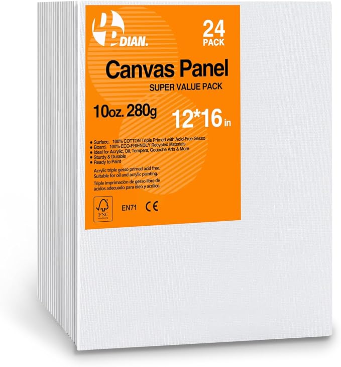 Canvas Boards for Painting 16x12 Inch, Watercolor by DPDIAN