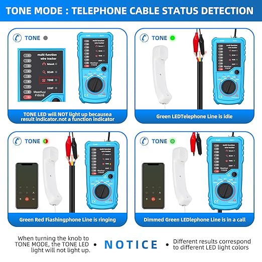Network Cable Tester, Digital Signal Line Finder with Probe Tone, Ethernet LAN Network Cat5 Cat6 Cable Maintenance Collation, RJ11 RJ45 Cable Tracer, Telephone Line Test