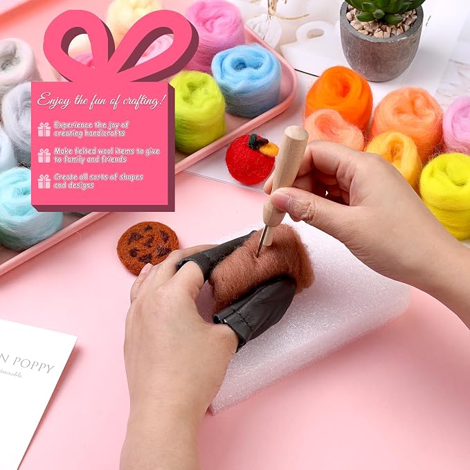 JUPEAN Needle Felting Kits, 60 Colors Wool Roving, Wool Felting Kit - Image 5