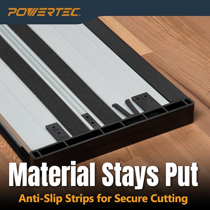 POWERTEC 110" Track Saw Guide Rail Joining Set for Kreg Track Saws, Include 2x55" Extruded Aluminum Guide Rail and 2 Rail Extension Connectors Perfect for Repeatable Rip Cuts & Crosscuts (71991)