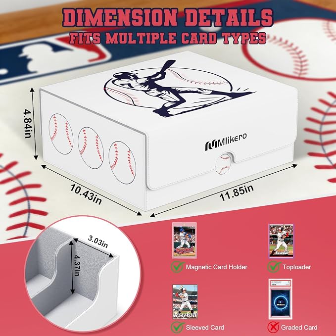 Mlikero Baseball Card Storage Box, Trading Card Storage Box Oversized Fits - Image 5