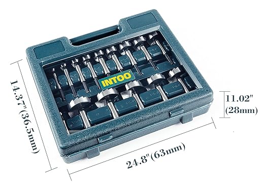 INTOO Hex Shank Forstner Bit Set 16 pcs Multi Sided Shank Wood Drill bit Set