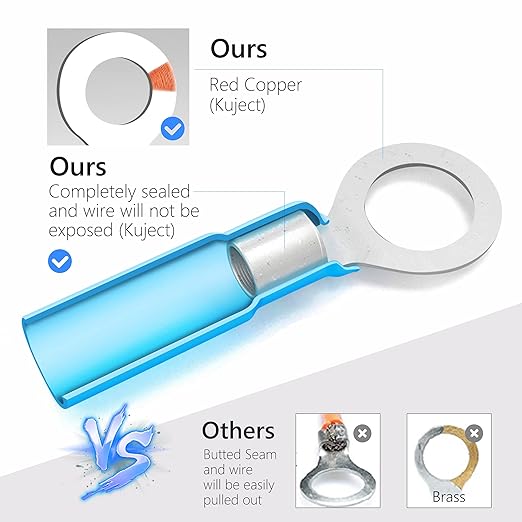 Kuject 90PCS Heat Shrink Wire Connectors, Multipurpose Waterproof Electrical Wire Terminals kit, Insulated Crimp Connectors Ring Fork Spade Butt Splices for Automotive Marine Boat Truck