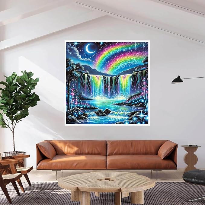 Landscape Diamond Art Kits for Adults, Full Drill Waterfall Diamond Painting - Image 5