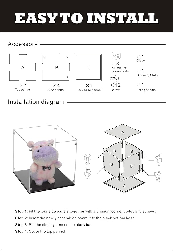 Clear Acrylic Display Case for Collectibles Assemble, Cube Box Dustproof - Image 6