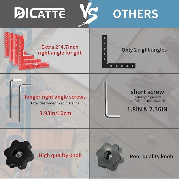 90 Degree Positioning Square Right Angle Clamp(5.5" +4.7") Aluminum Alloy Woodworking Carpenter Tool,4 Pcs Right Angle Clamps With 8 Clamps,For Picture Frame Box Cabinets Drawers