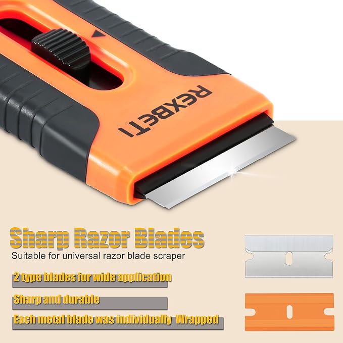 REXBETI Razor Blade Scraper Tool, 4 Pack Razor Scraper Set - Image 6