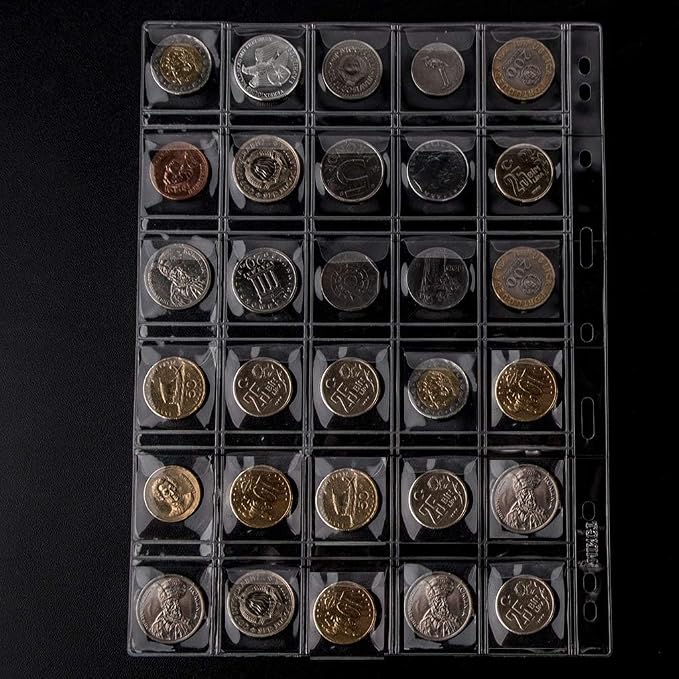 Coin Collecting Pages 5 Sheets 30 Pockets Standard 9Hole Coin Pocket Inserts - Image 4