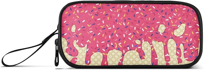 Red Ice Cream Print Pencil Case Box Boys Girls Large Pencil Pouch Zipper - Image 6