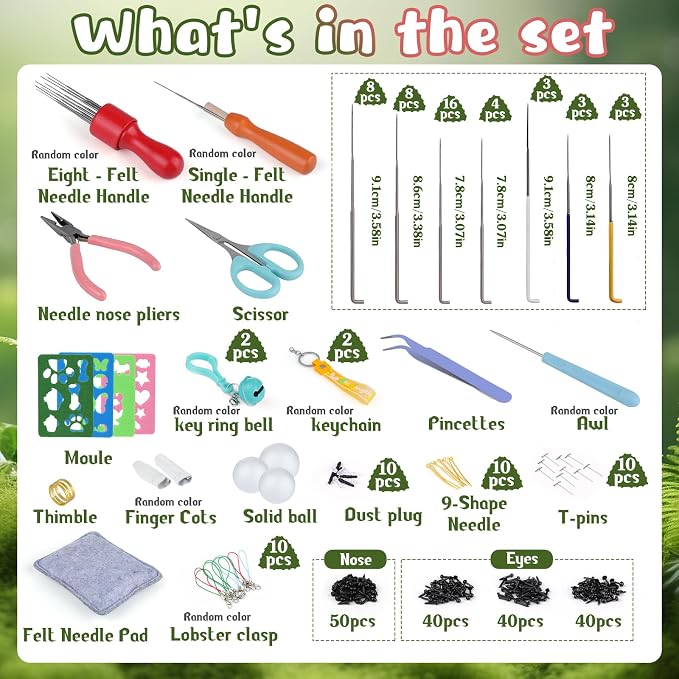 SOCNITC Needle Felting Kit for Beginners, Wool Roving 40 Rolls, Felting Needles - Image 2