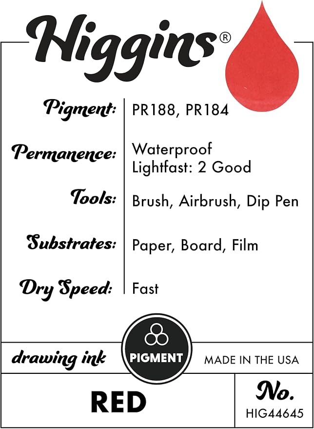 Higgins Red Pigmented Drawing Ink - Image 3