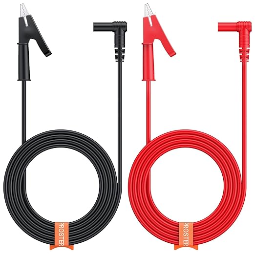 Proster 4mm Banana Plug to Alligator Clip - 15A 1000V Pure Copper Flexible Electrical Test Cable One Meter for Multimeter Electrical Clamp Meter Testing