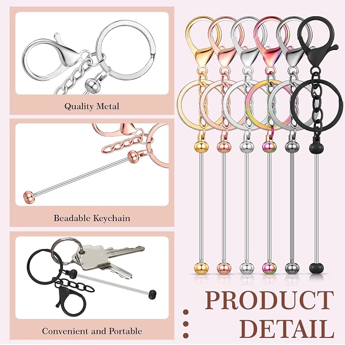Tondiamo 24 Pcs Beadable Keychain Bars Bulk Beads - Image 4