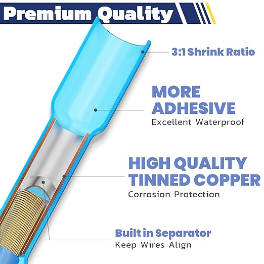 haisstronica 420PCS Heat Shrink Butt Connectors,Waterproof Insulated Electrical Butt Connectors,Wire Connectors Ideal for Marine,Cable,Wiring (4colors/4sizes)