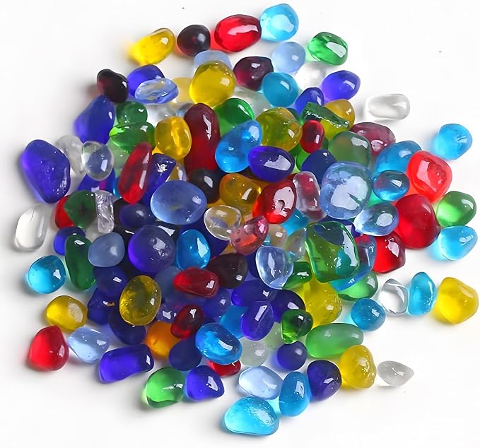 2 Lb Sea Glass for Crafts, 0.2-0.35" Gravel for Aquarium, Fish Tank, Freshwater by KUKUBAGS
