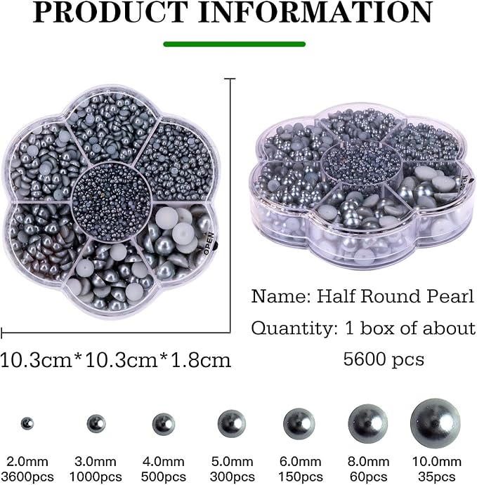 5600PCS Half Round Pearls Flatback Imitation Pearls - Image 2