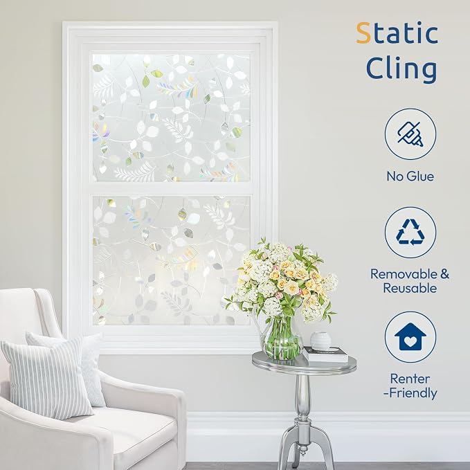 rabbitgoo Window Privacy Film, Frosted Glass Window Film, 35.4" x 78.5" | 3D - Image 8