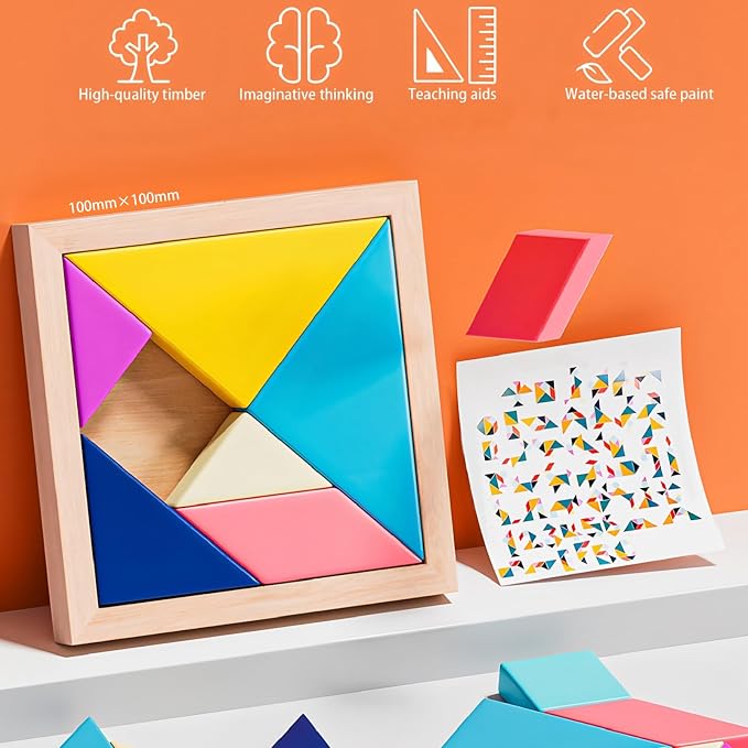 4 Pack Wooden Blocks Puzzles | Russian Blocks, Hexagon Puzzles, Tangrams Puzzles - Image 4