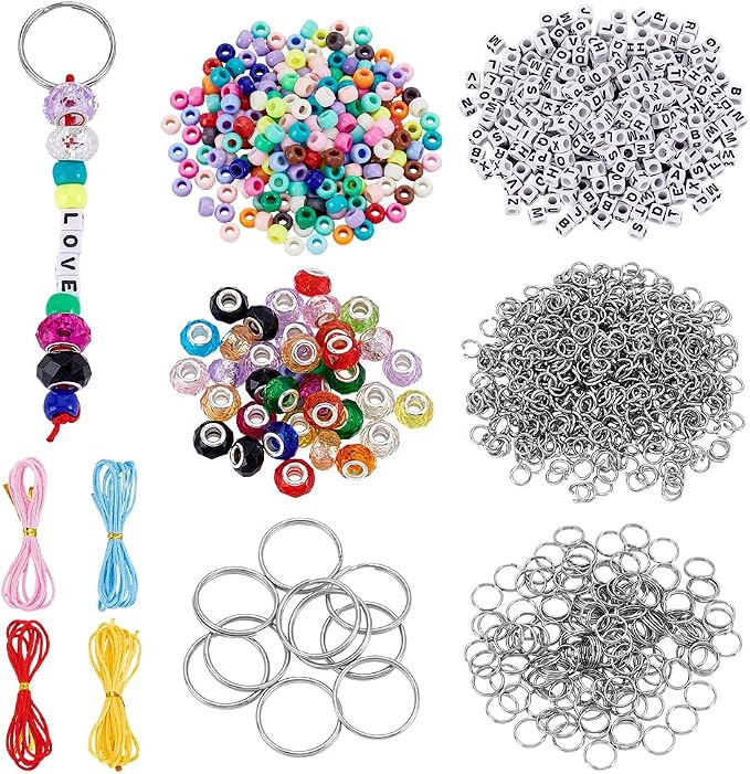 CRAFTYMELODY 606Pcs DIY Keychain Making Crafts Kits Beaded Keychain Making Kit by CRAFTYMELODY