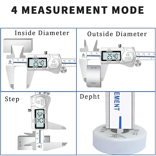 Digital Caliper,6 Inch Caliper Measuring Tool,IP54 Waterproof Protection Design,Large LCD Screen,Electronic Digital Micrometer with Inch Metric Fraction