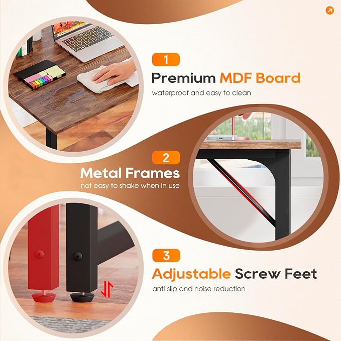 PayLessHere | 32 Inch Computer Desk | Brown | Office Desk - Image 6